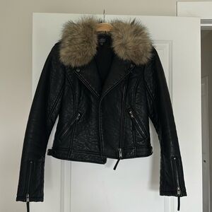 top shop faux leather jacket with detachable faux fur